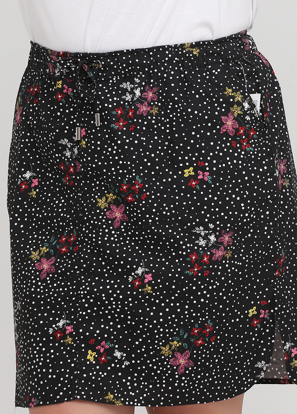 Черная кэжуал цветочной расцветки юбка C&A