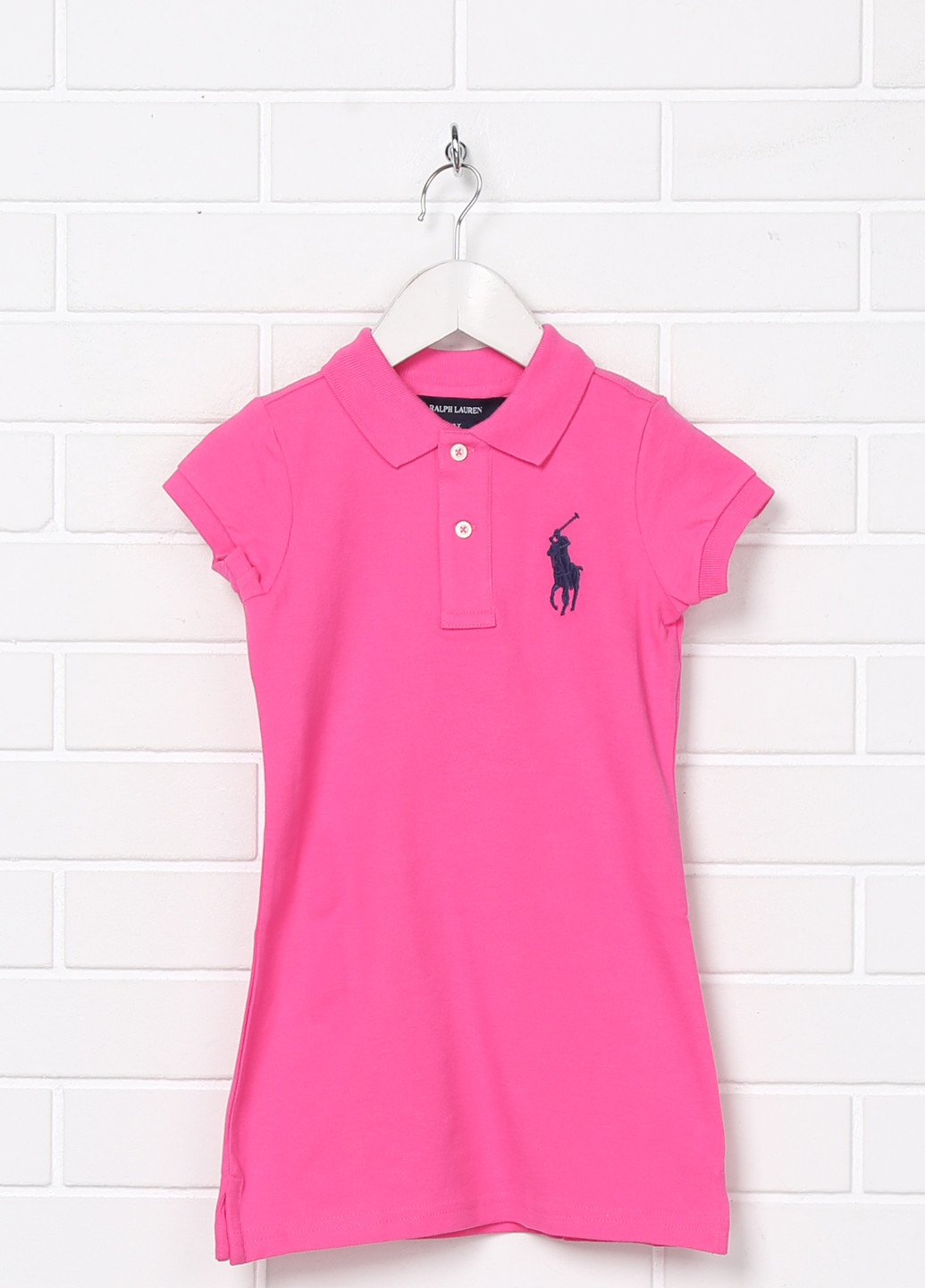 Розовая детская футболка-поло для девочки Ralph Lauren с логотипом