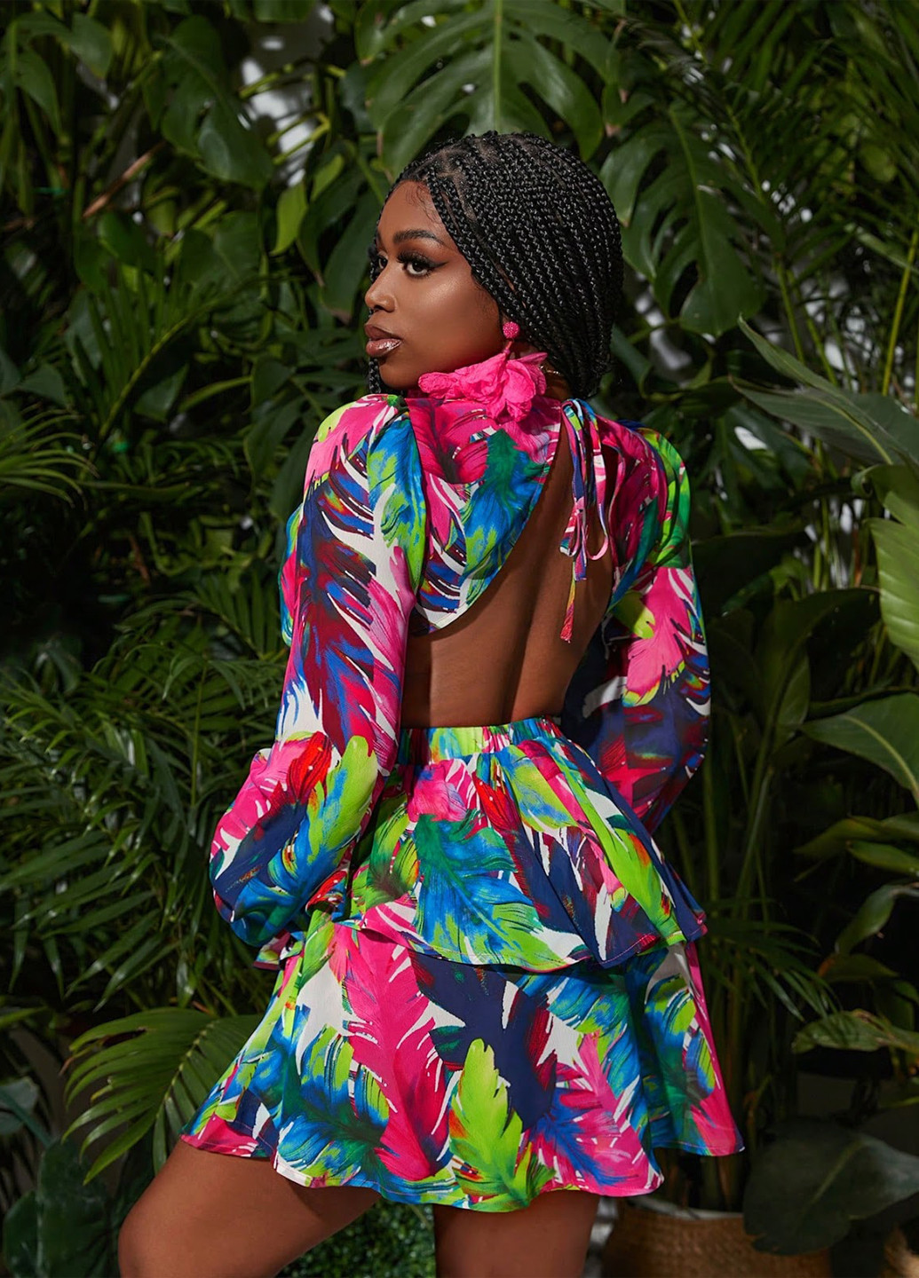 Комбінована кежуал сукня з відкритою спиною SHEIN з абстрактним візерунком