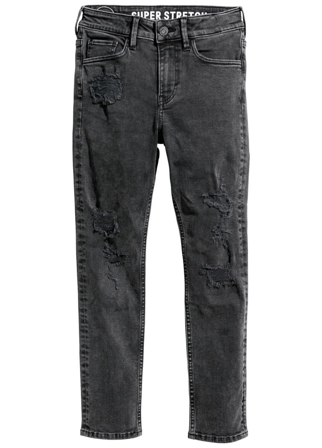 Серые демисезонные зауженные джинсы H&M