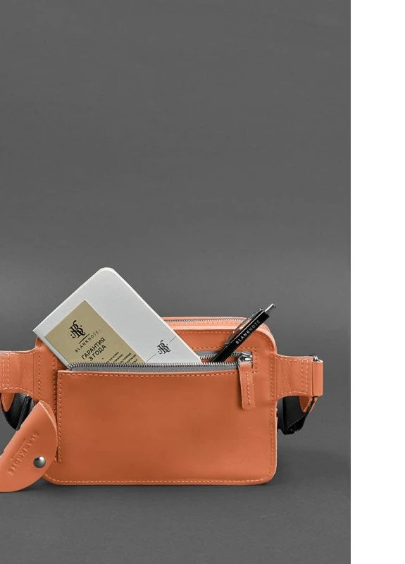 Кожаная женская поясная сумка Dropbag Mini коралловая BlankNote (235752500)