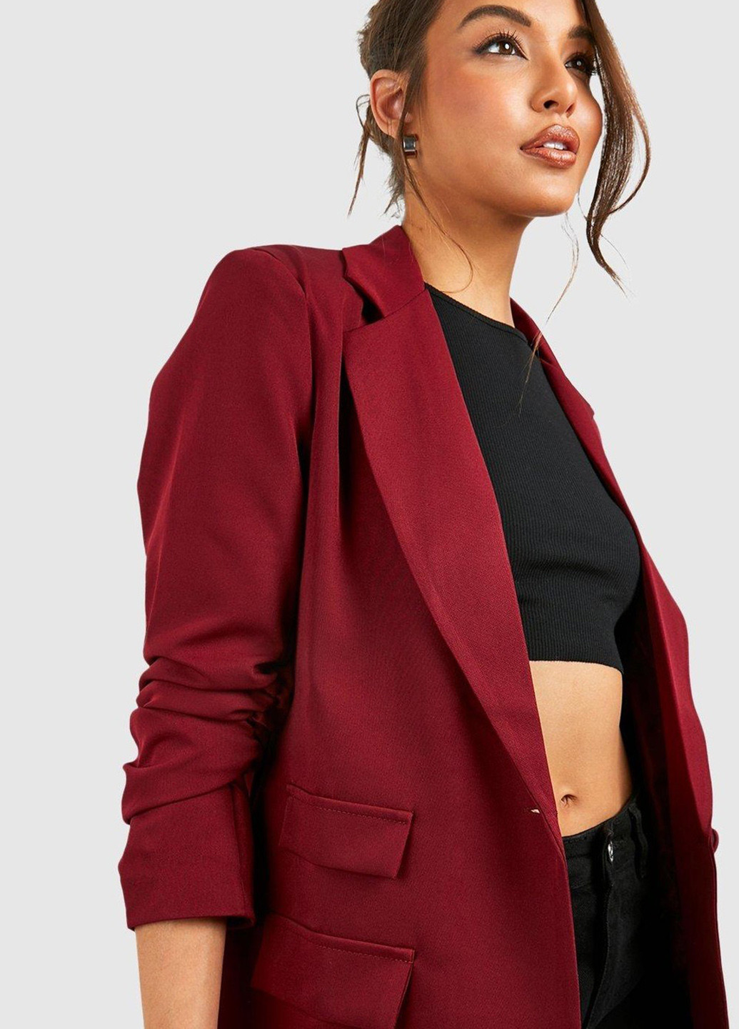 Вишневый женский жакет Boohoo однотонный - демисезонный
