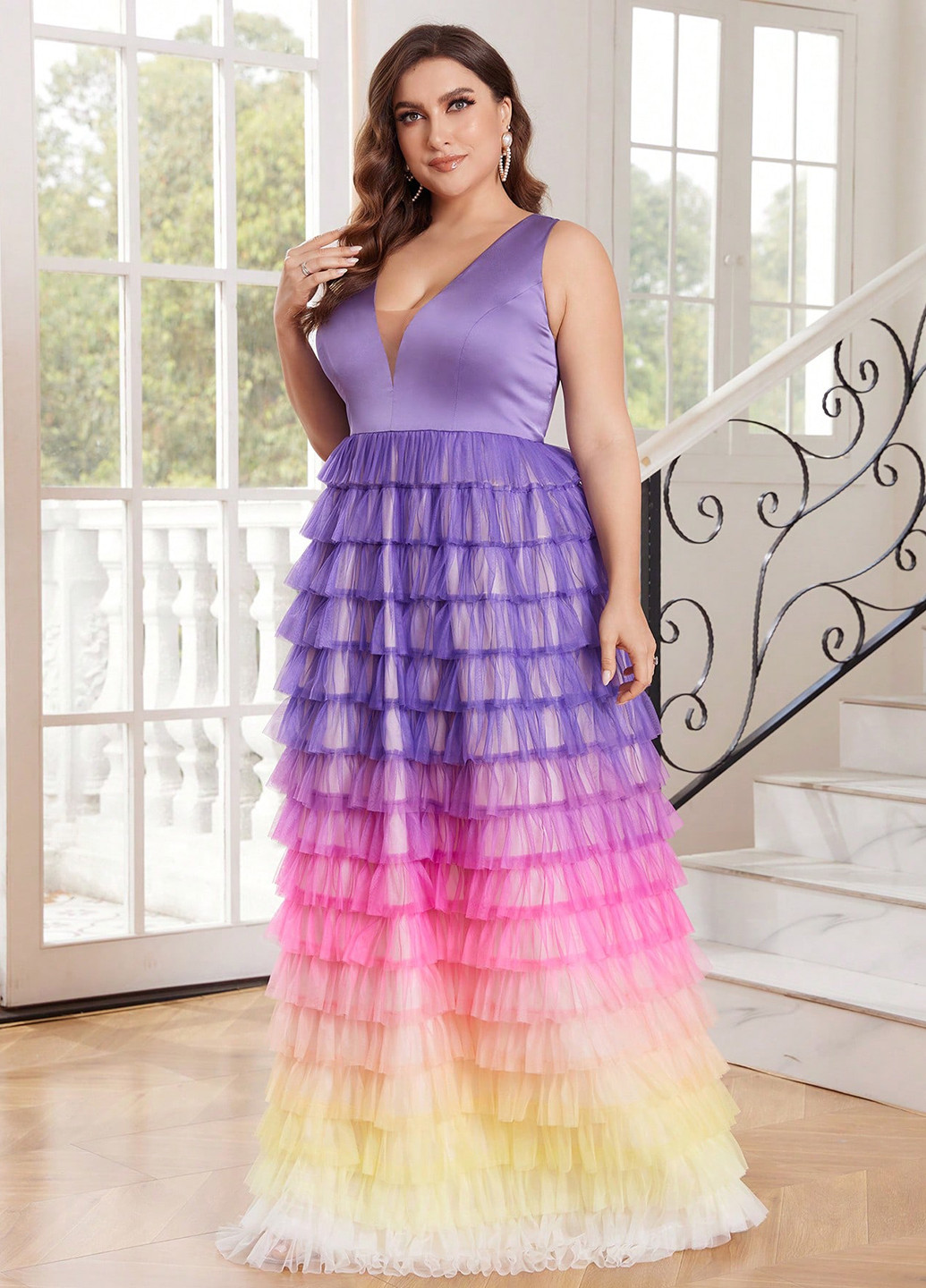 Комбинированное вечернее, праздничный платье SHEIN градиентное ("омбре")