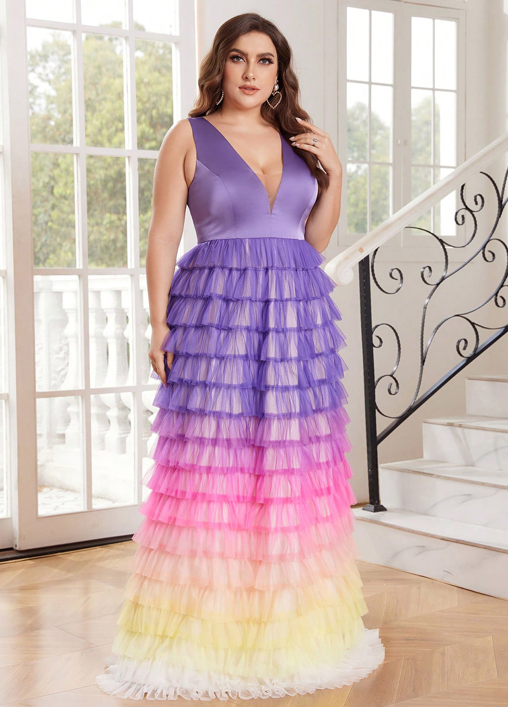 Комбинированное вечернее, праздничный платье SHEIN градиентное ("омбре")