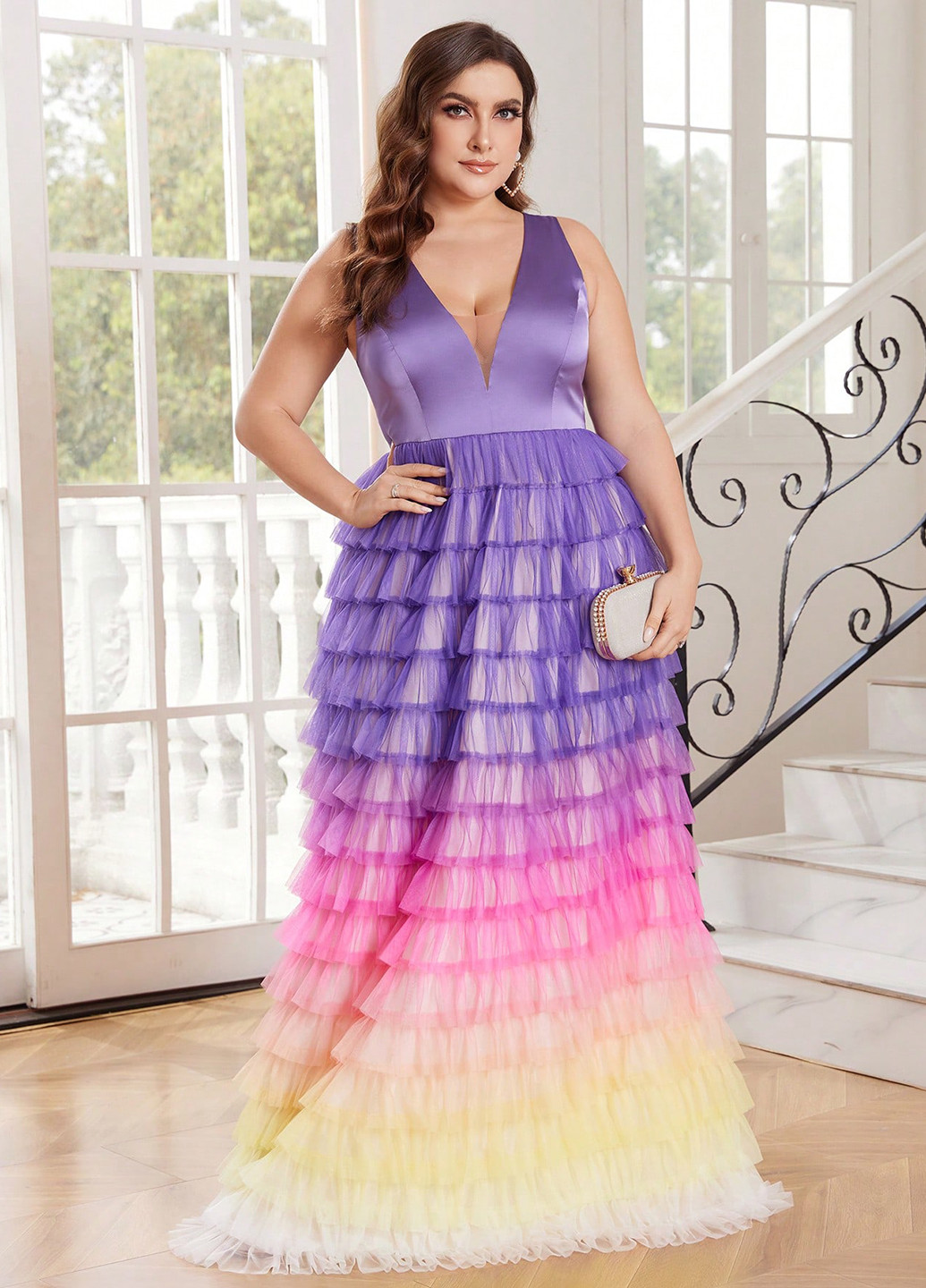 Комбинированное вечернее, праздничный платье SHEIN градиентное ("омбре")