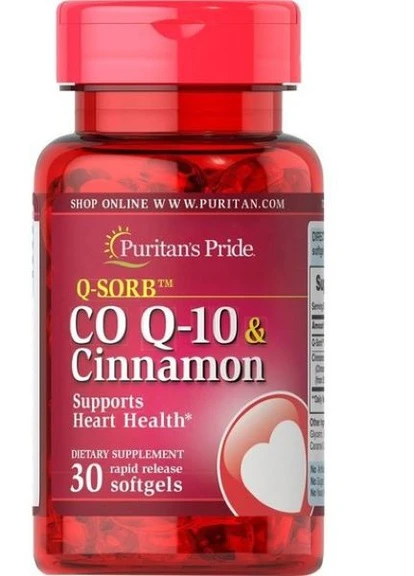 Коэнзим Q-10 Puritan's Pride Q-SORB™ Co Q-10 & Cinnamon 30 Softgels Puritans Pride (255390345)