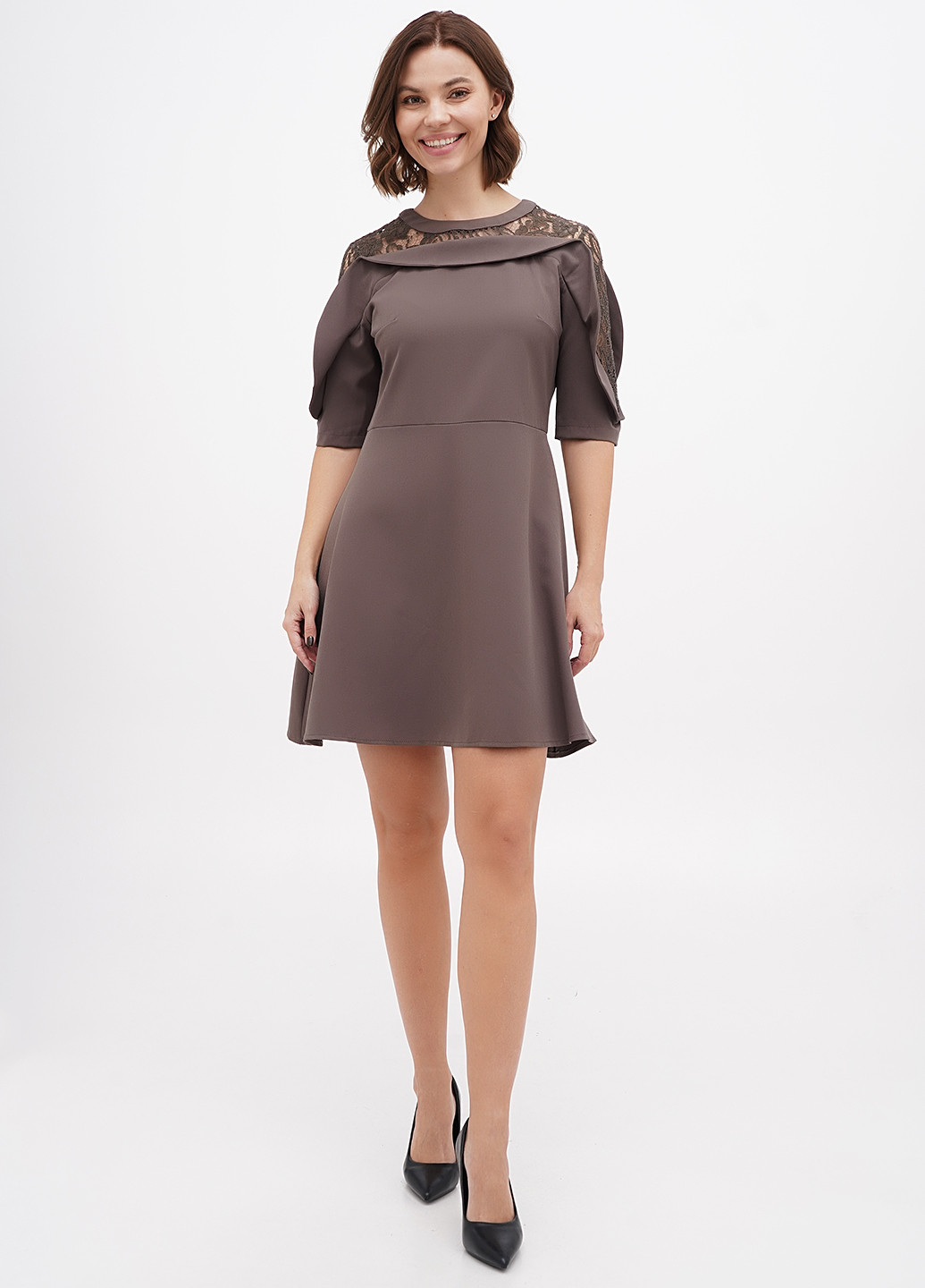 Оливкова (хакі) кежуал сукня кльош Sassofono однотонна