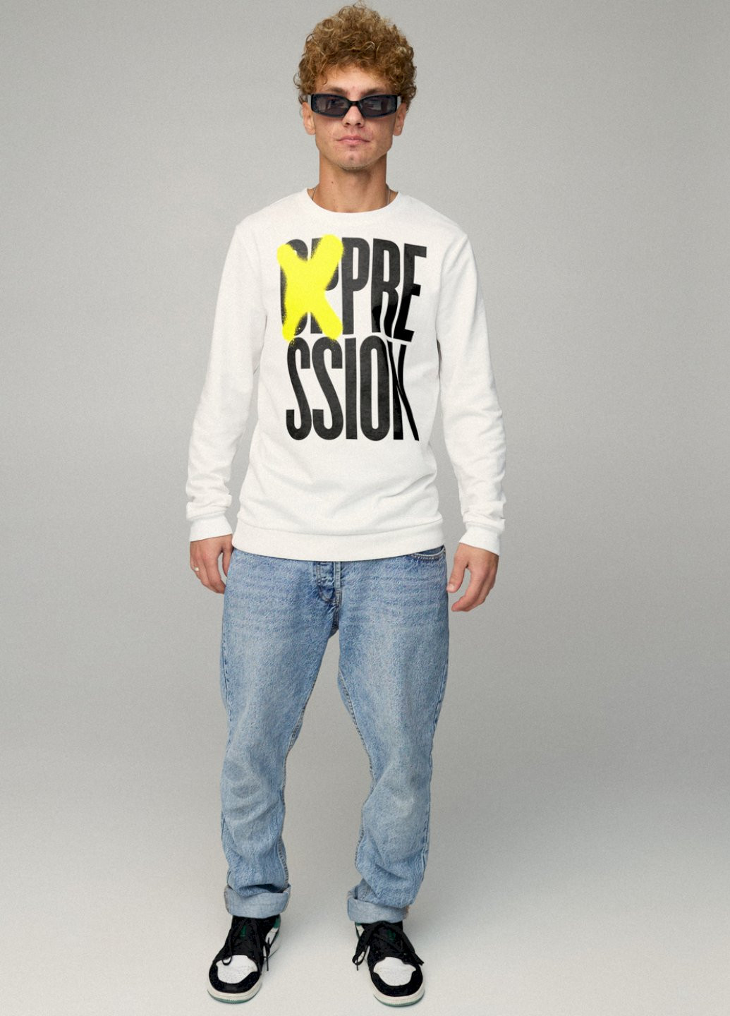 Білий свитшот мужской basic /no flis/ YAPPI малюнок (254557525)