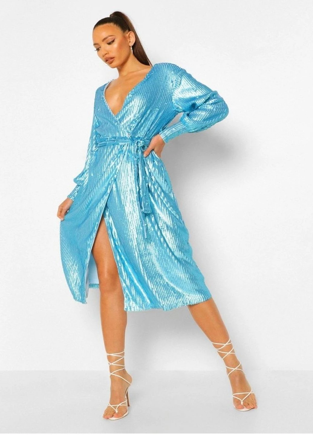 Блакитна вечірня плаття, сукня Boohoo однотонна