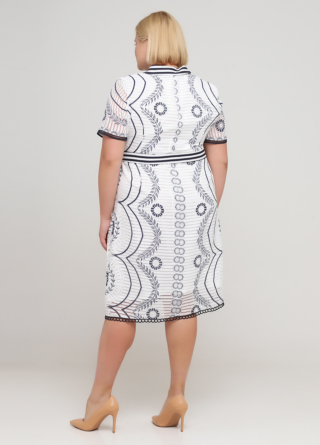 Білий кежуал комплект (плаття, пояс) сорочка Exxpose Line з орнаментом