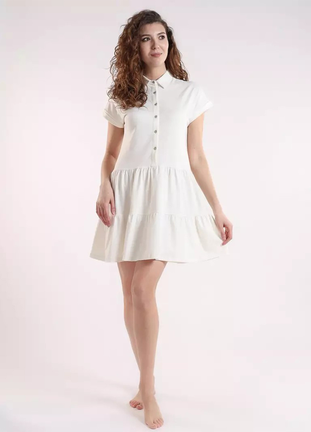 Молочное кэжуал платье BBL однотонное