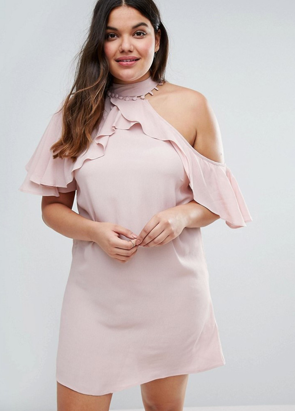 Светло-розовое коктейльное платье Asos однотонное