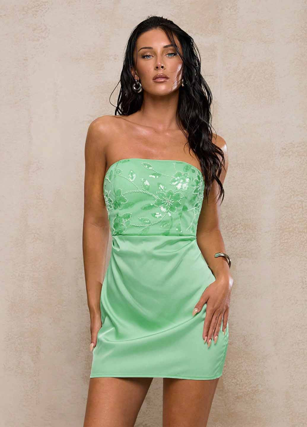 Світло-бірюзова коктейльна сукня силуетна, з відкритими плечима, з відкритою спиною SHEIN з квітковим принтом