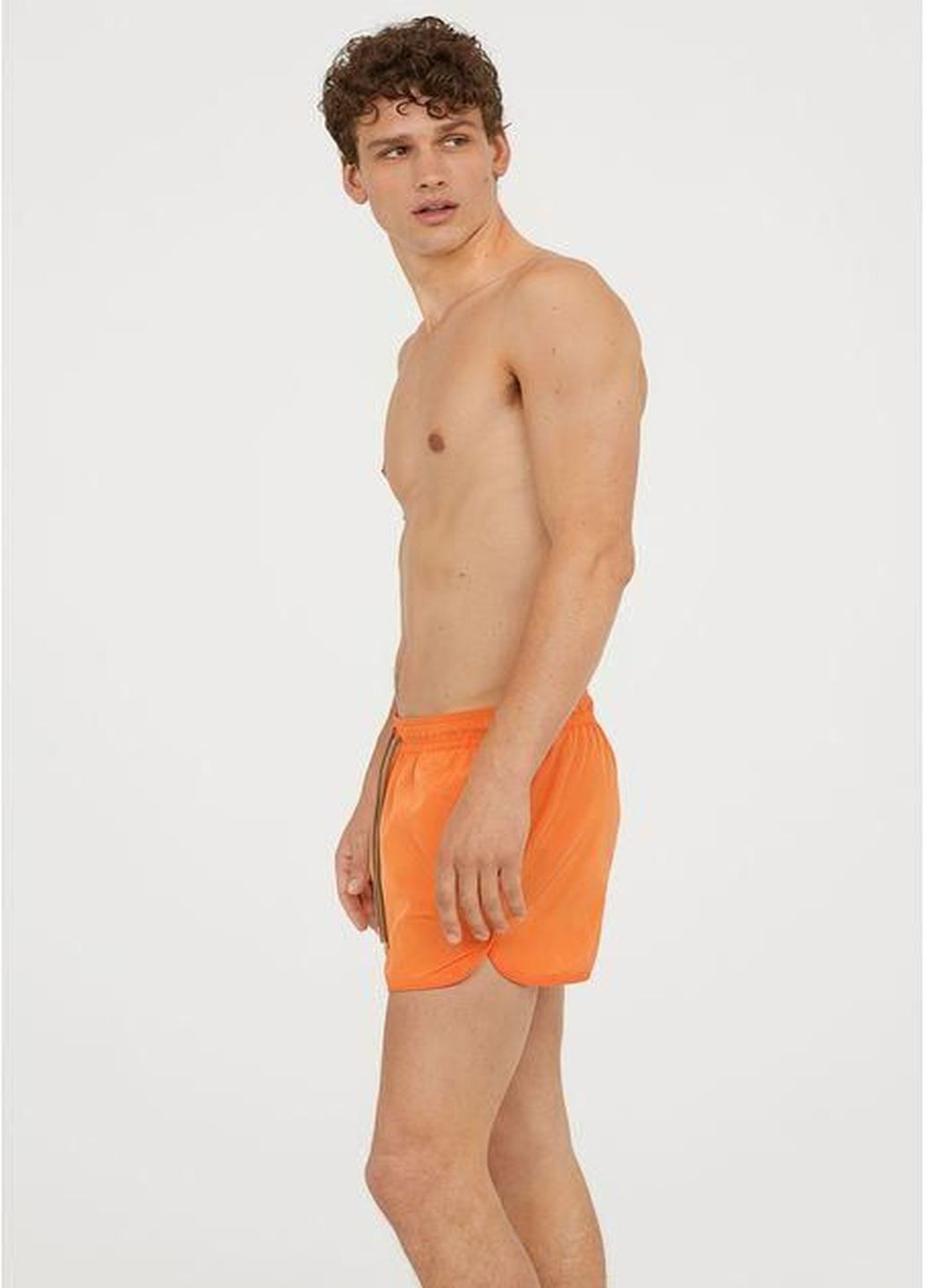 Шорты H&M однотонные оранжевые пляжные полиамид