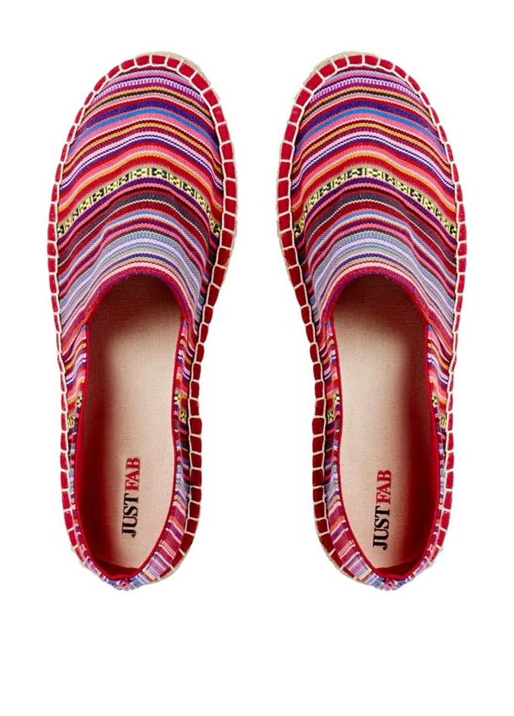 Розовые эспадрильи JustFab полоска без декора (22189120)
