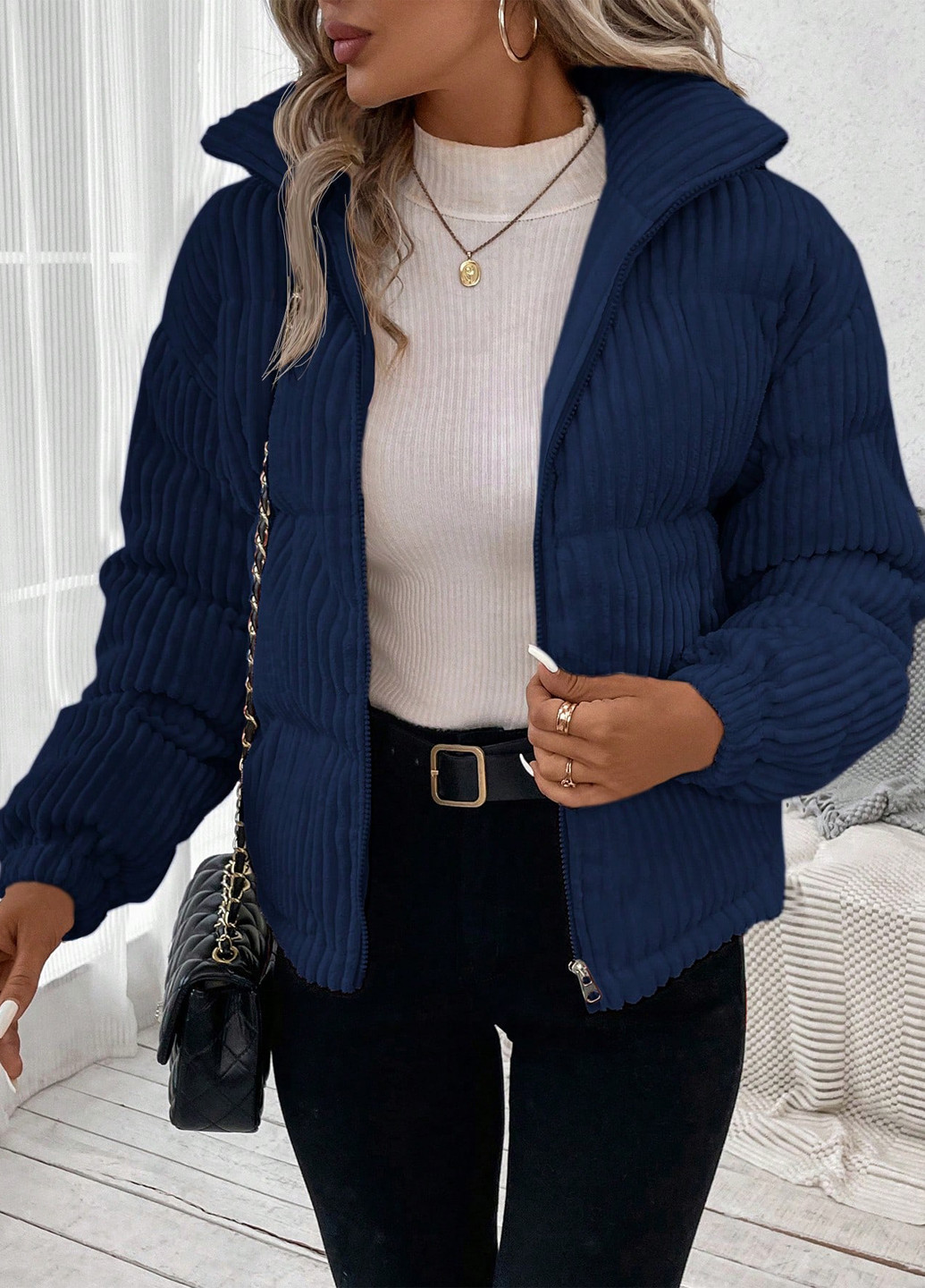 Синяя зимняя куртка SHEIN