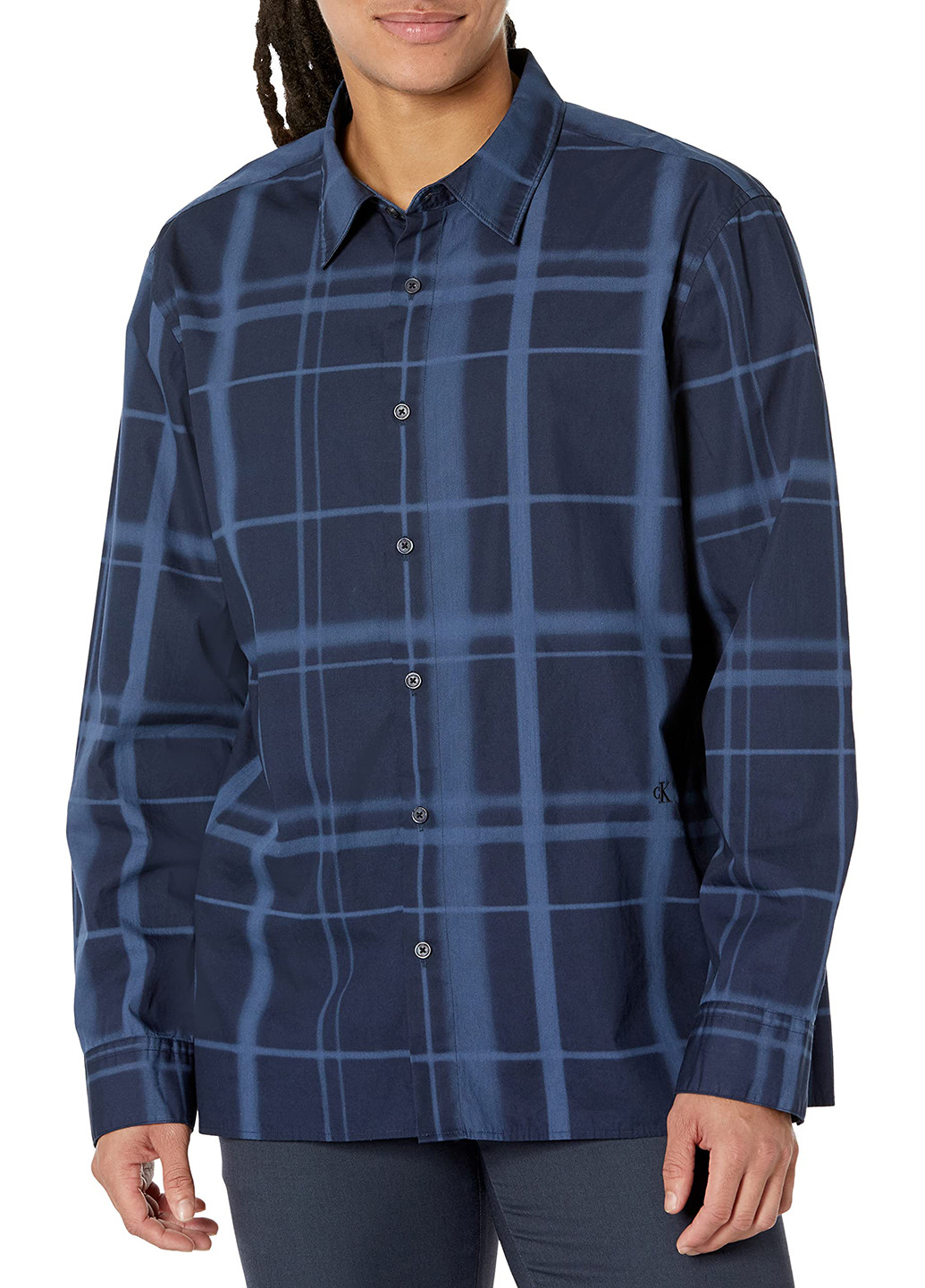 Синяя кэжуал рубашка в клетку Calvin Klein