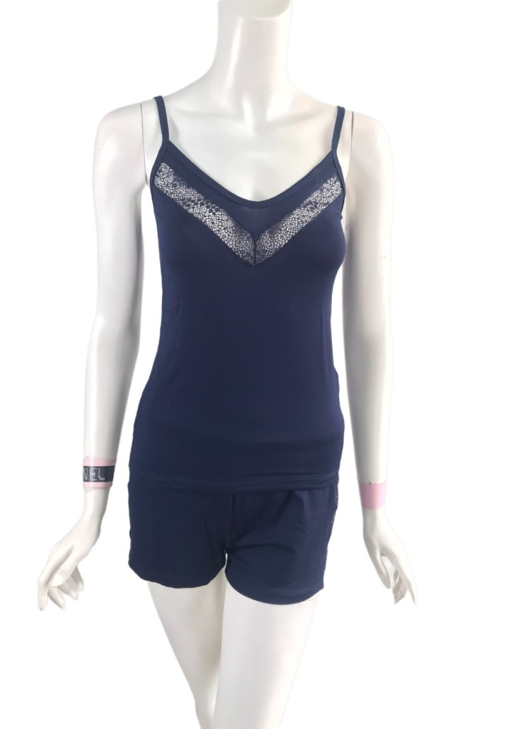 Темно-синий демисезонный женская пижама с кружевом N.EL.