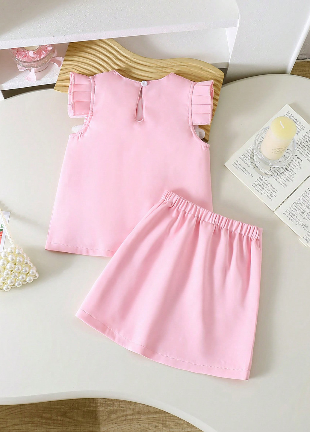 Розовый летний костюм (топ, юбка) SHEIN