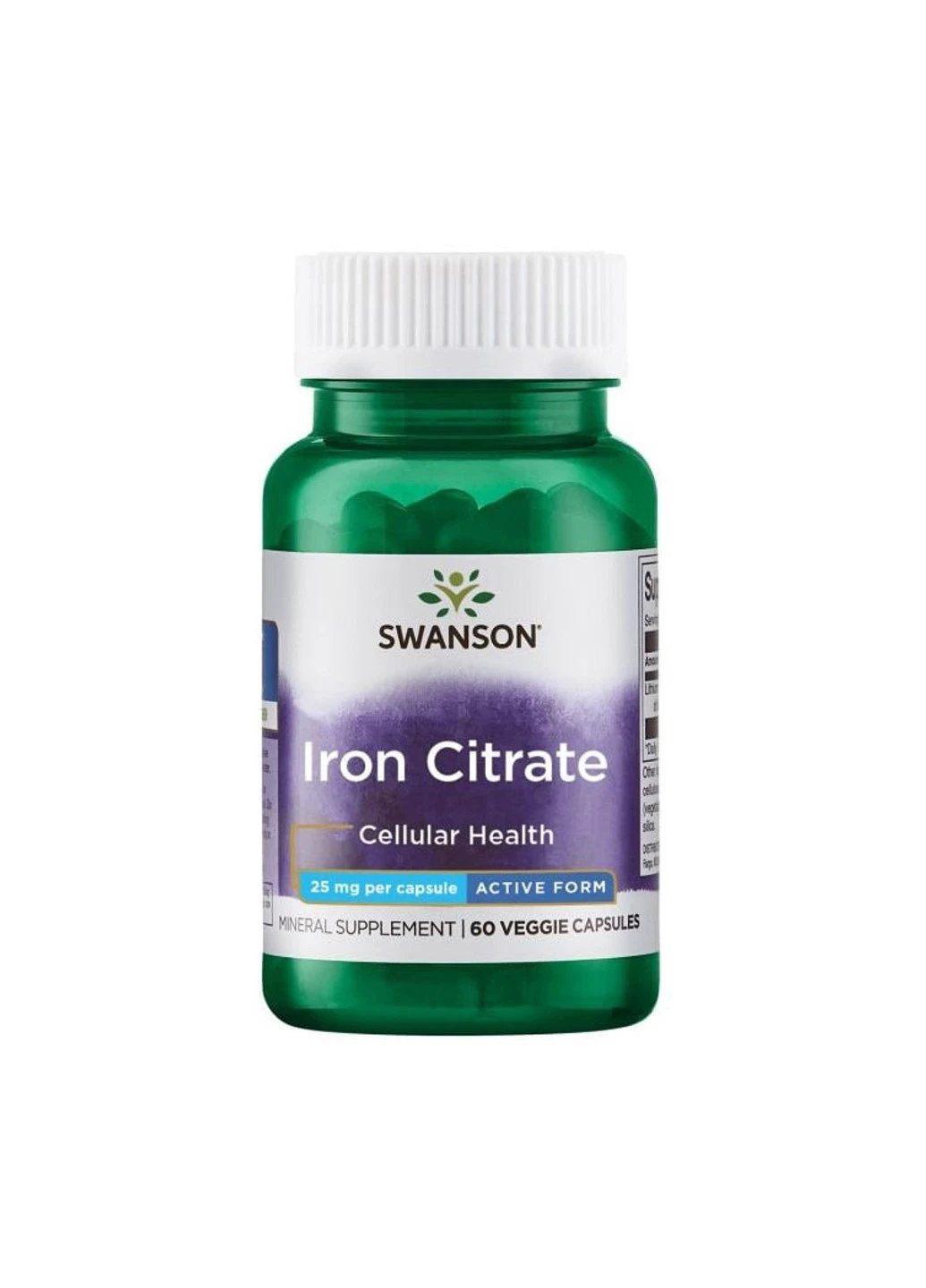 Железо Iron Citrate 25 mg 60 капсул Swanson (255410333)