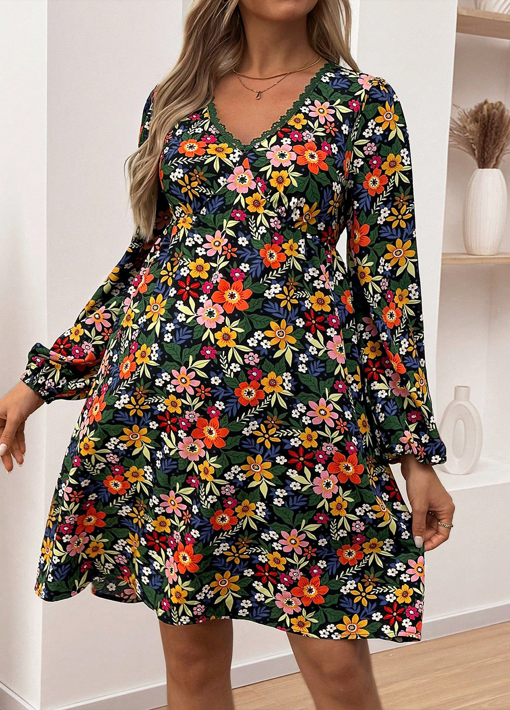 Комбинированное кэжуал платье для беременных на запах SHEIN с цветочным принтом