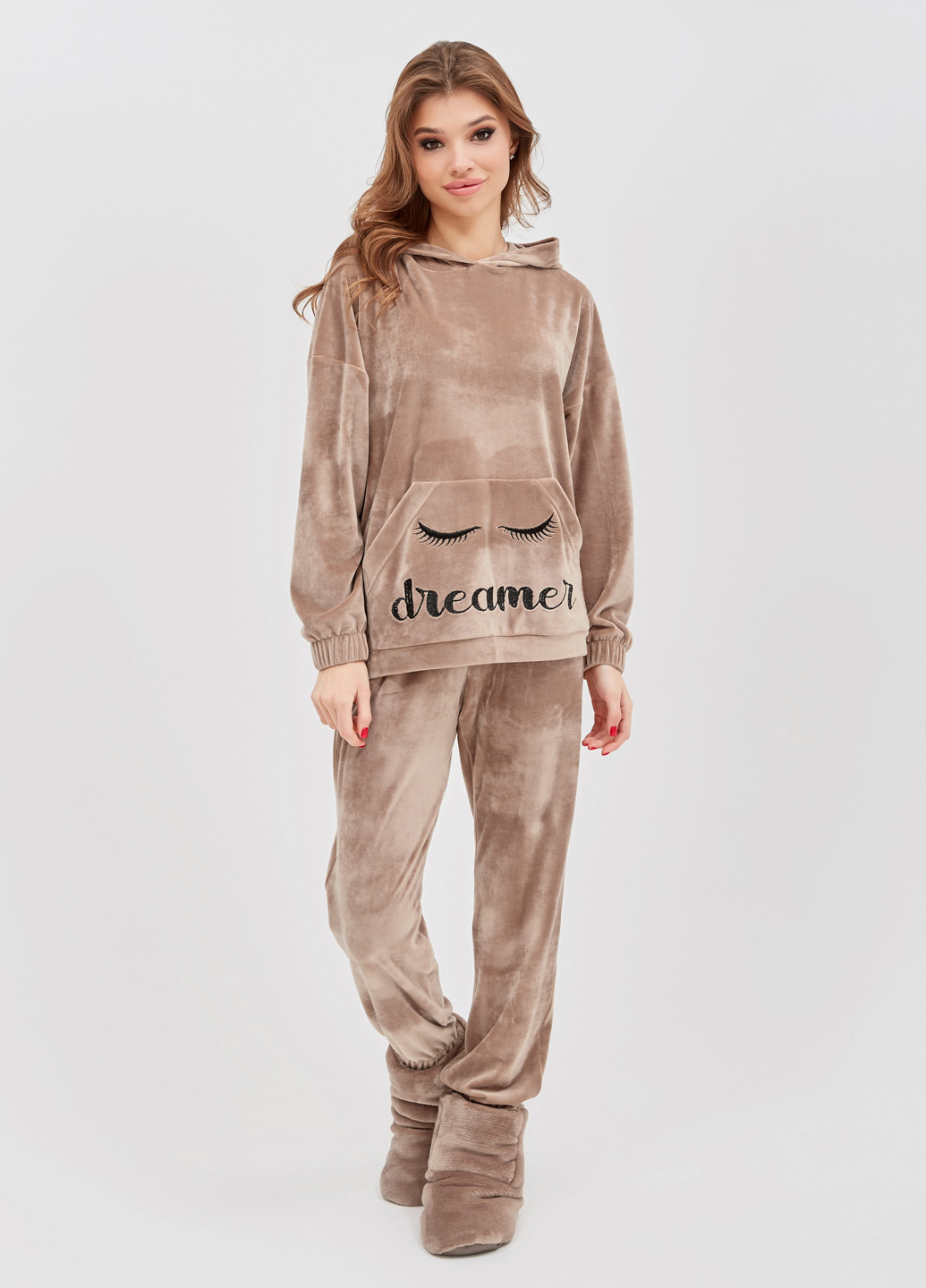 Кофейная всесезон пижама (худи, брюки) ST-Seventeen