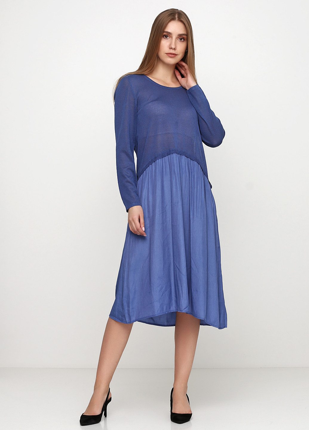 Синее кэжуал платье клеш Melody