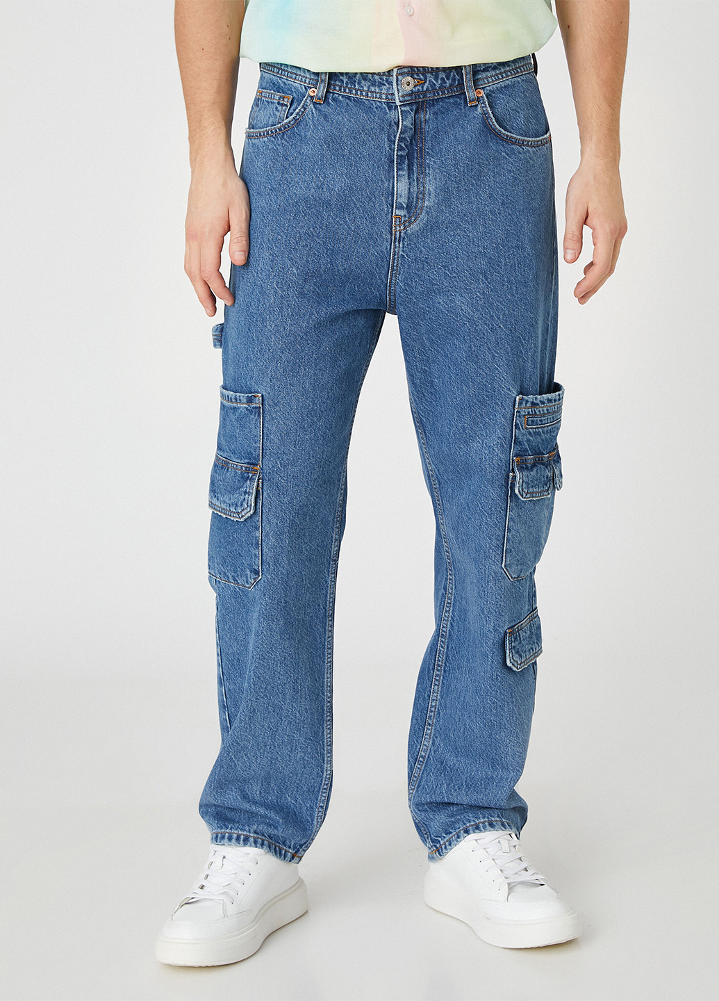 Синие демисезонные карго джинсы KOTON