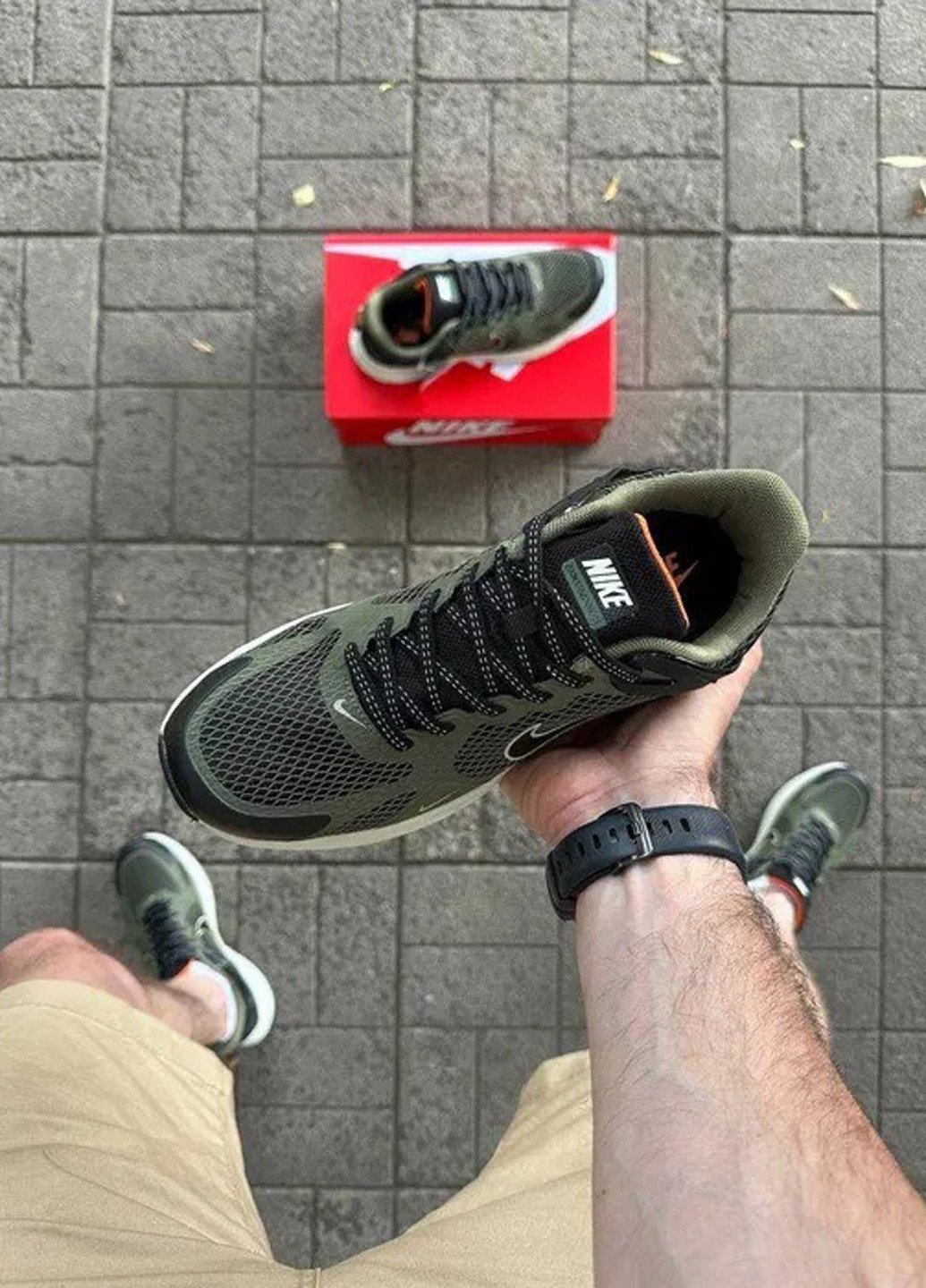 Оливковые (хаки) демисезонные кроссовки No Brand