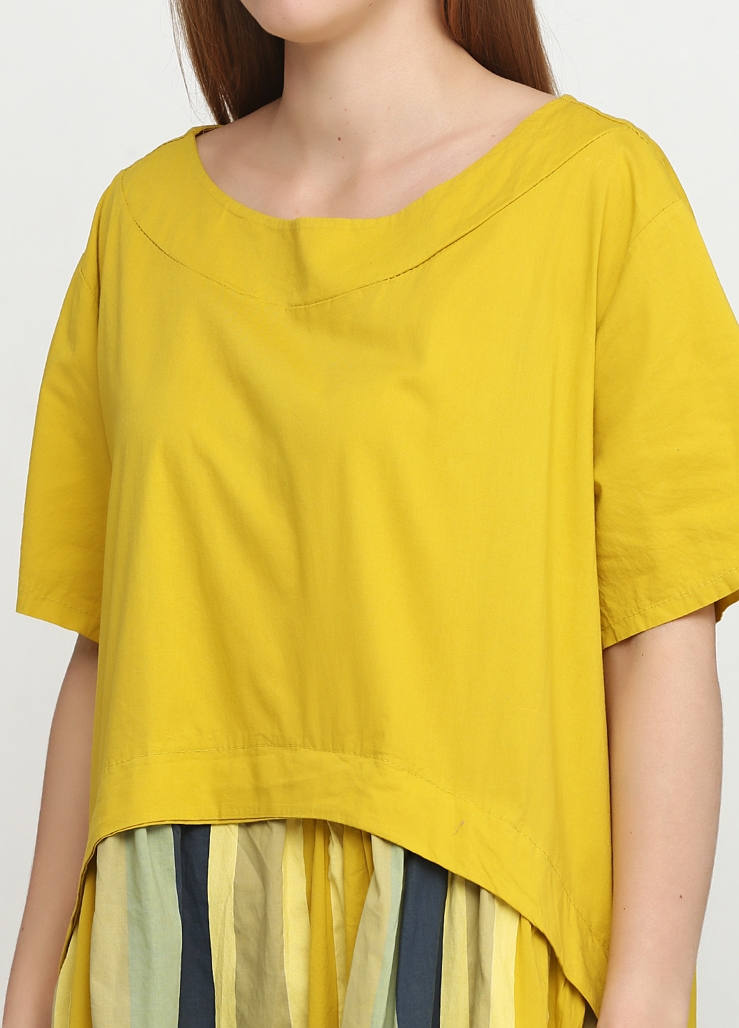 Желтое кэжуал платье оверсайз L&N с абстрактным узором
