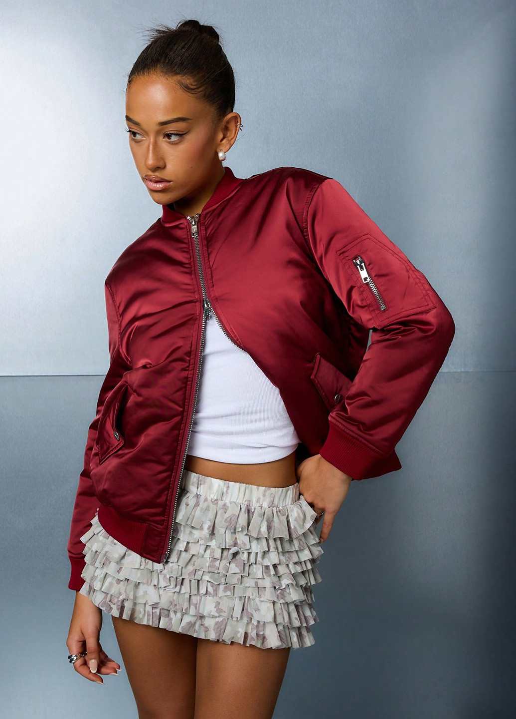 Бомбер SHEIN бейсбольний на блискавці (366512860)