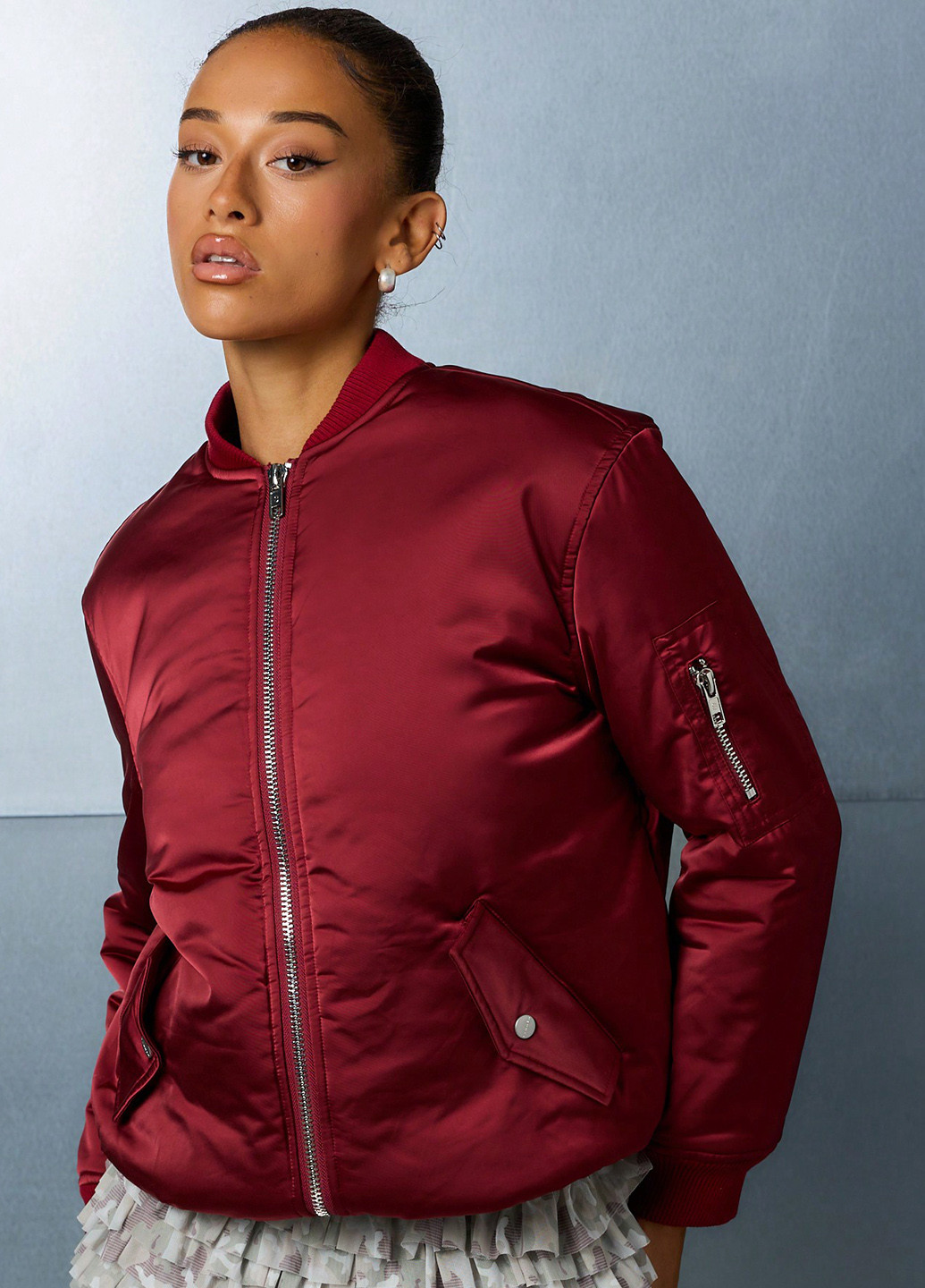 Бомбер SHEIN бейсбольний на блискавці (366512860)