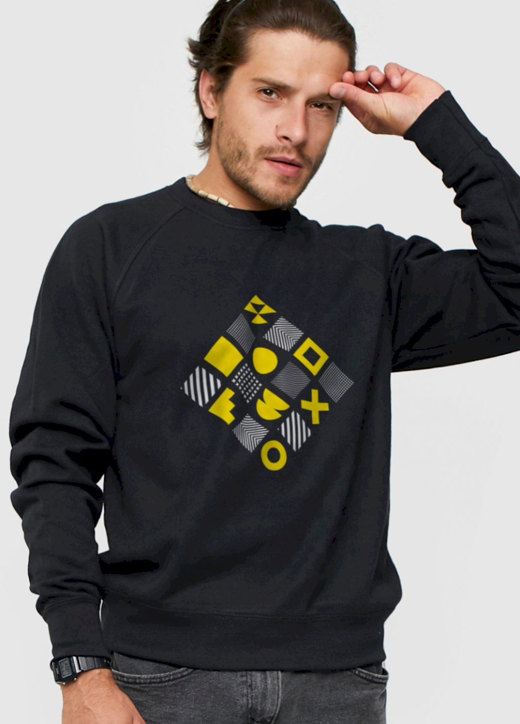 Черный свитшот мужской YAPPI рисунок (250563659)