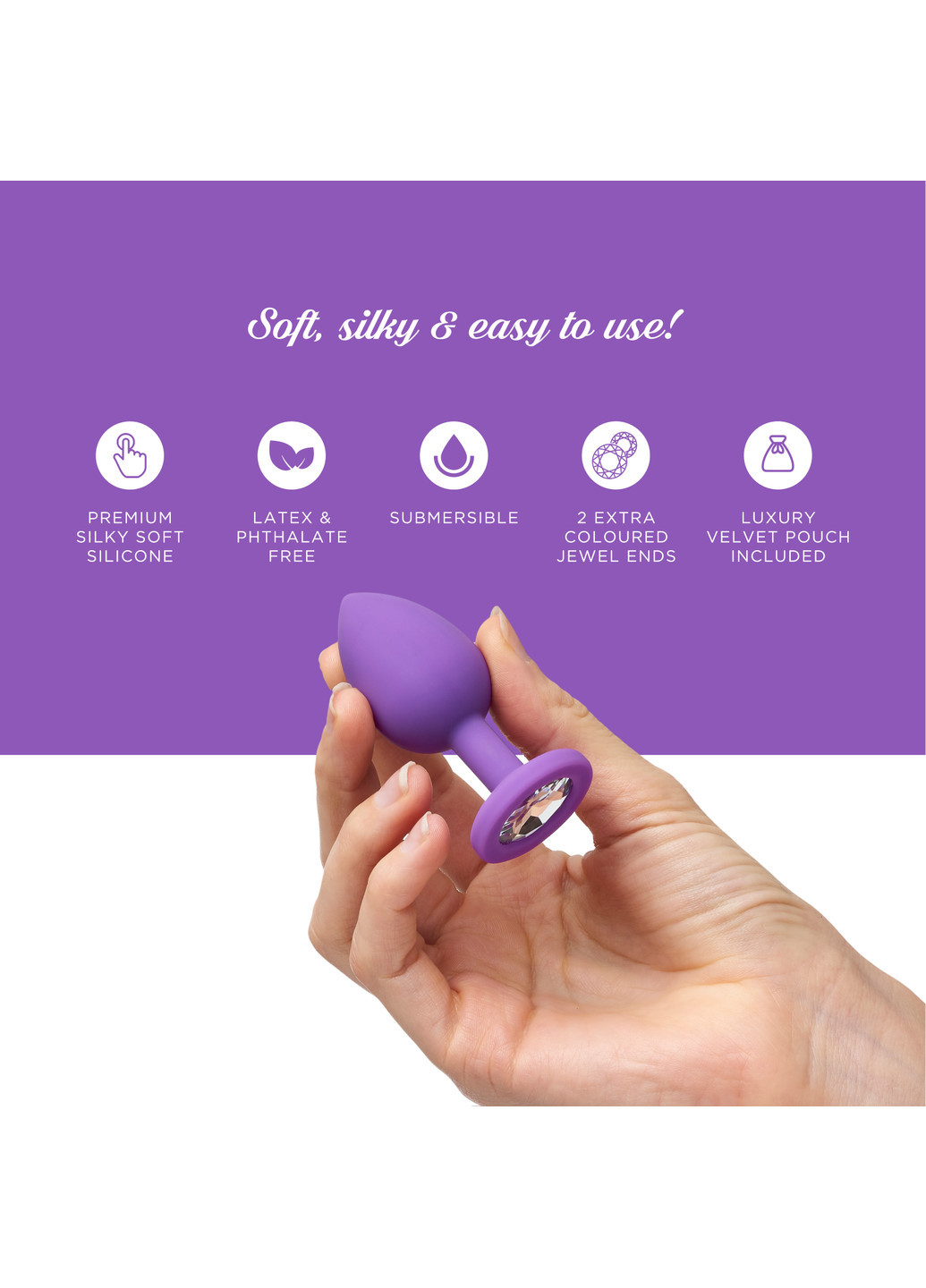 Анальная пробка с кристаллом Sweet Sensation - 3 в 1 размер S So Divine (252297489)