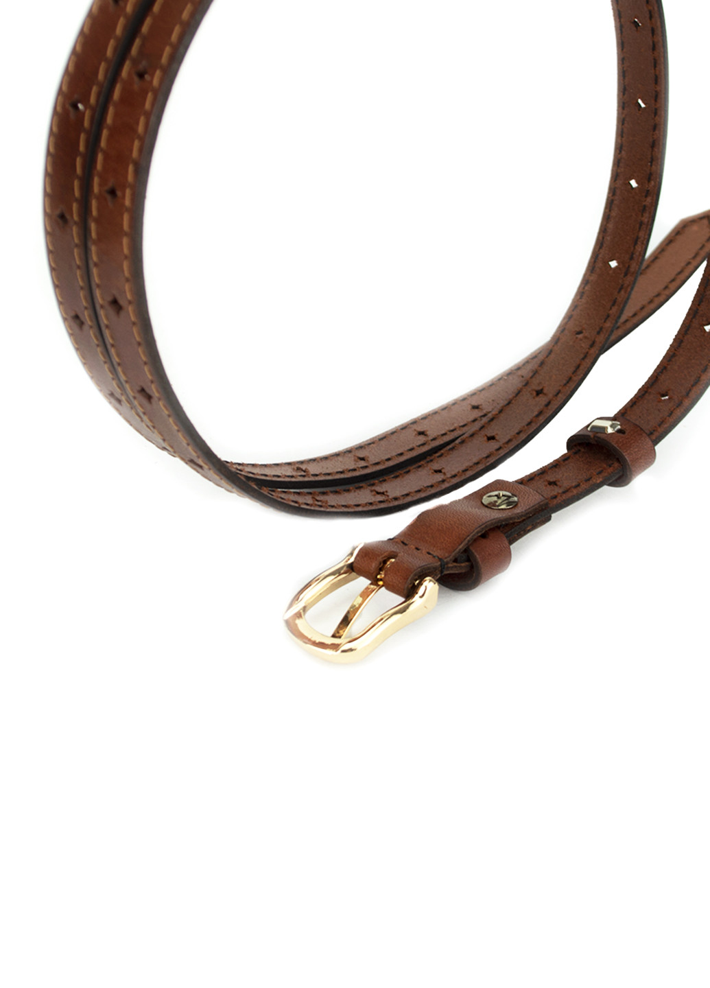 Ремень женский кожаный узкий коричневый SF-1525 brown (115 см) SFIP (253267886)