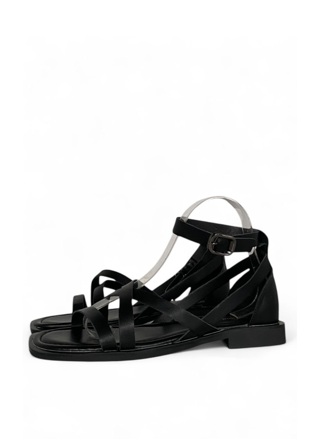 Черные босоножки Melanda.M с ремешком плетение