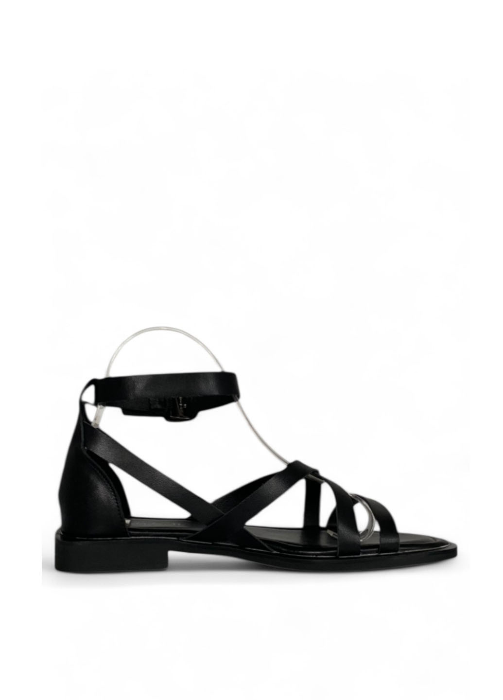 Черные босоножки Melanda.M с ремешком плетение