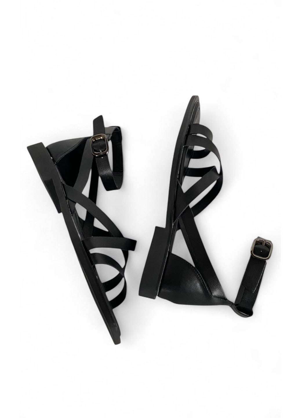 Черные босоножки Melanda.M с ремешком плетение