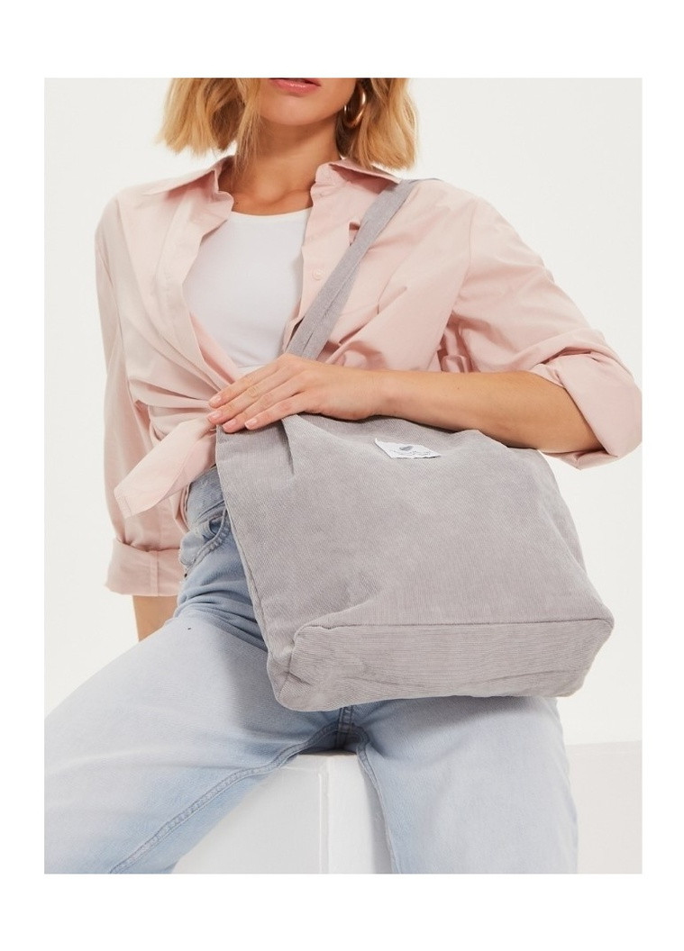 Сумка шоппер Экосумка женская тканевая вельветовая с длинными ручками Серая Berni Fashion 59050 (239496798)