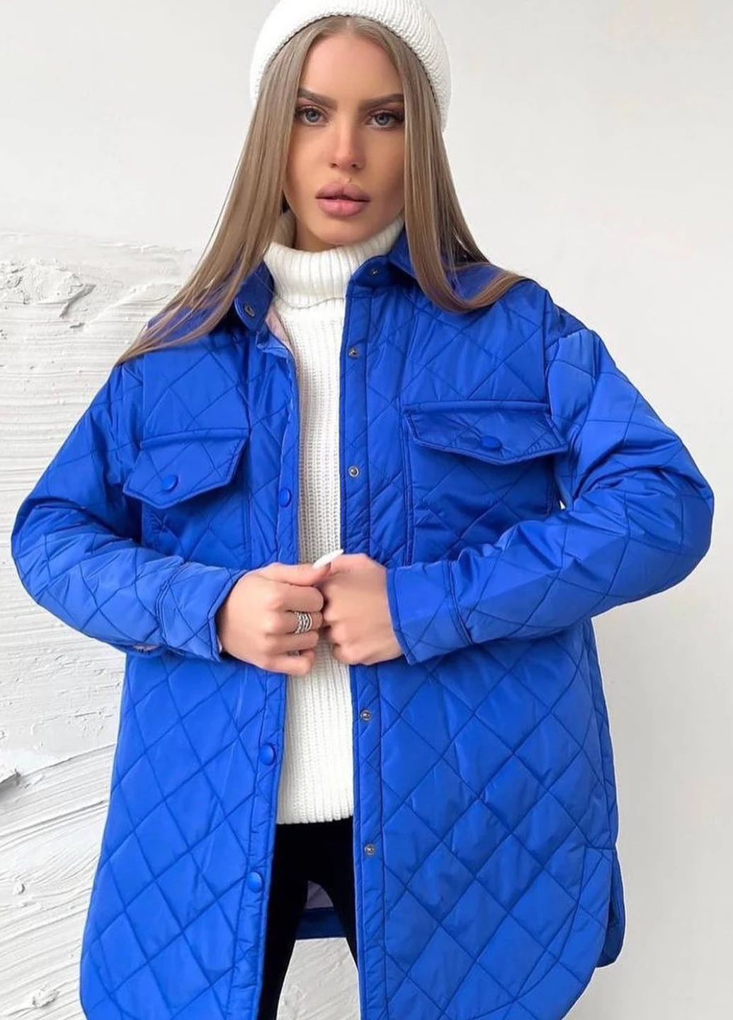 Синя демісезонна стеганна куртка Moni&co