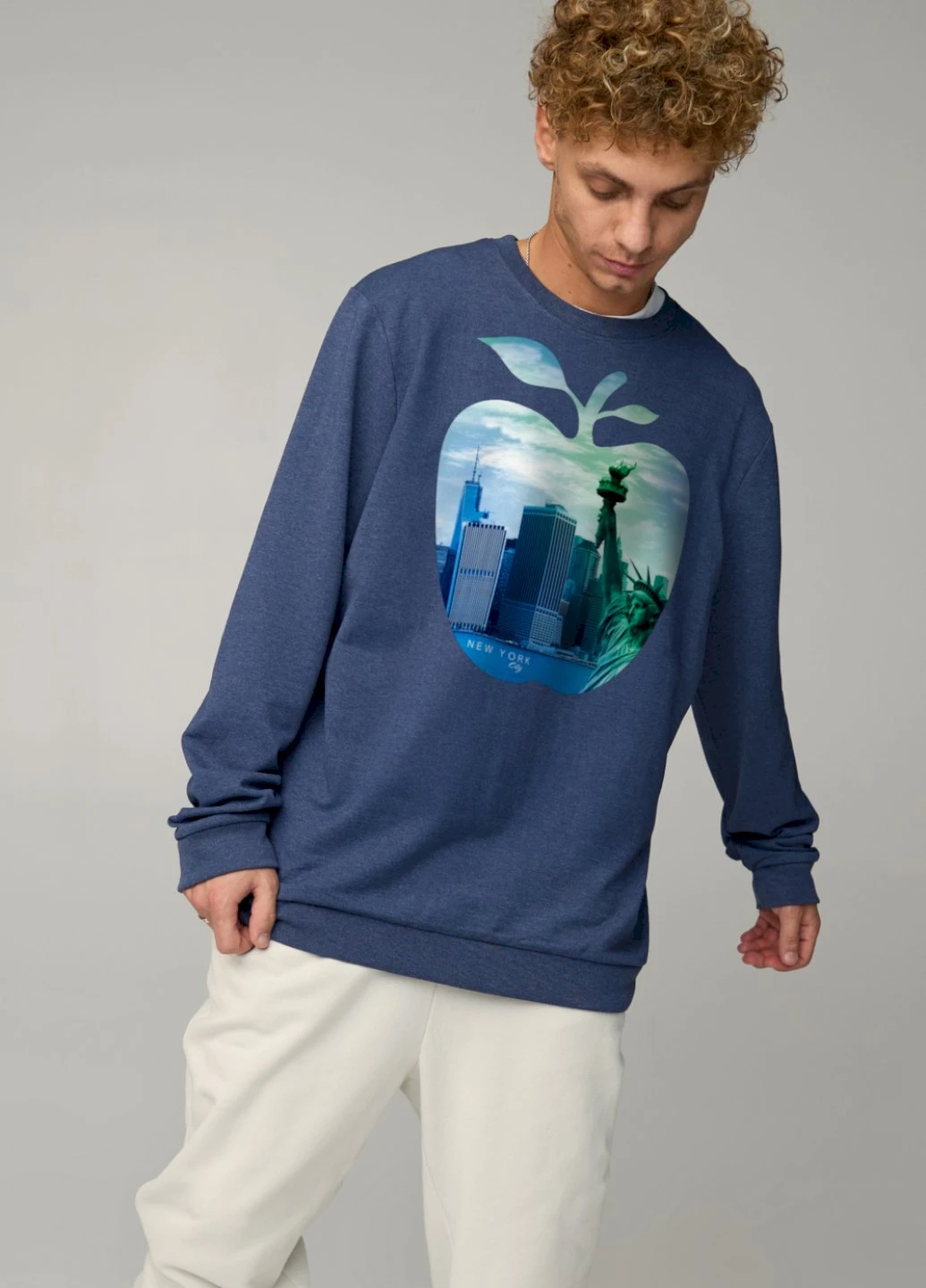 Синій світшот чоловічий oversize /no flis/ YAPPI (252386560)