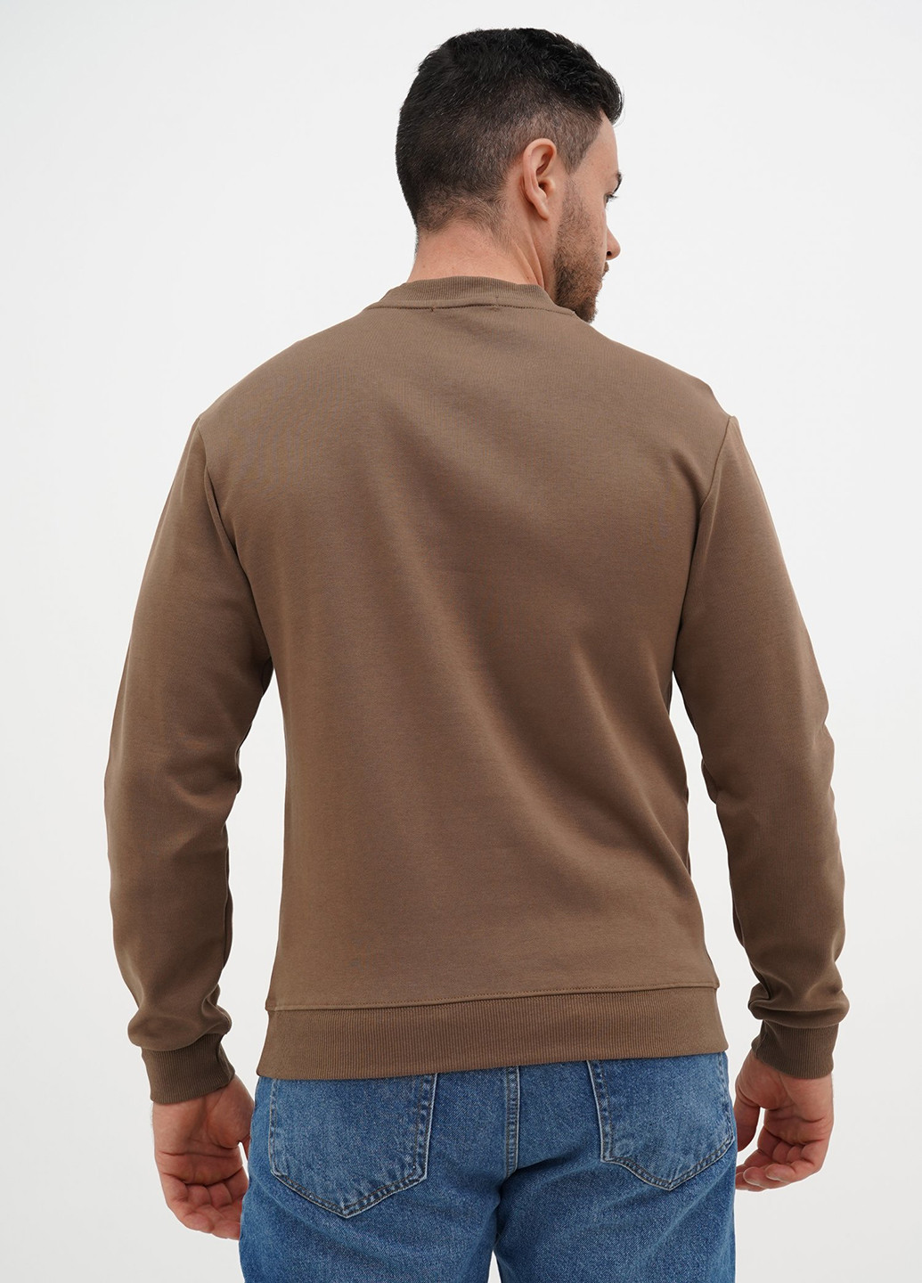 Коричневый свитшот Trend Collection надпись без декора, нашивки (303730796)