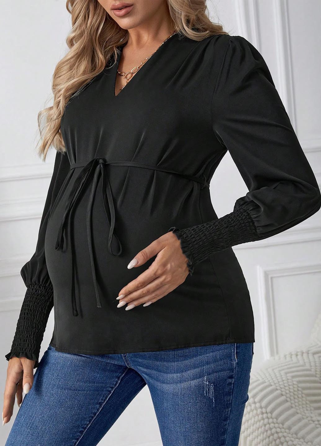 Чорна блуза для вагітних SHEIN