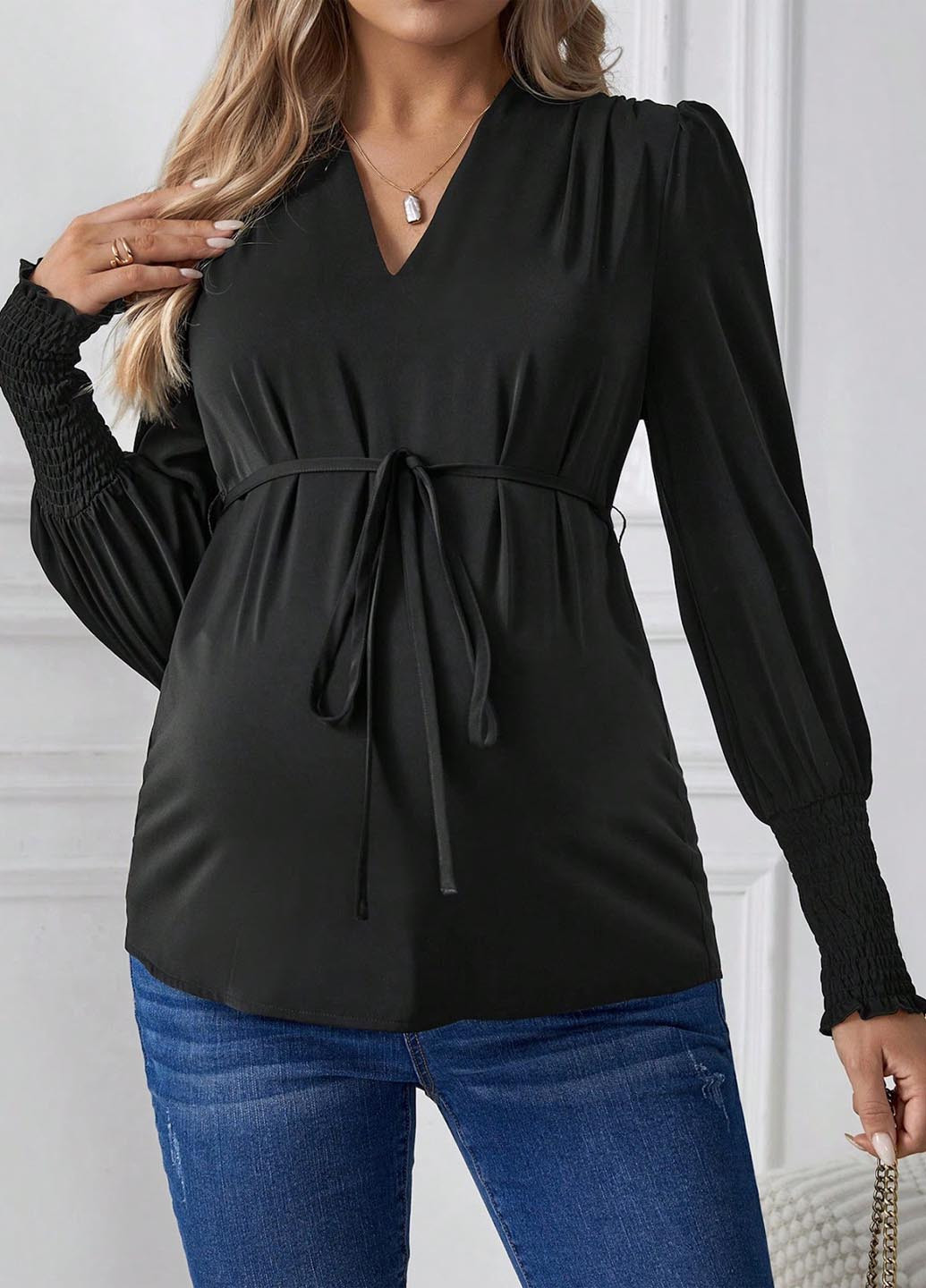 Чорна блуза для вагітних SHEIN