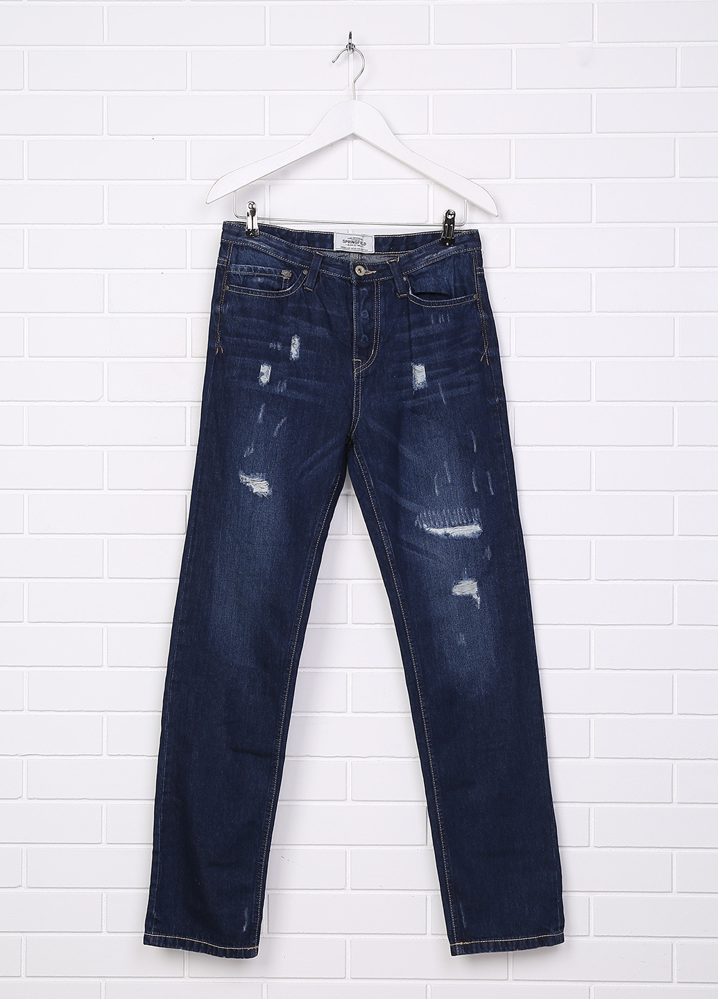 Темно-синие демисезонные прямые джинсы Springfield