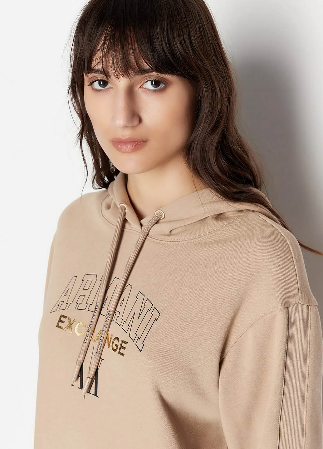 Бежева кежуал сукня сукня-худі Armani Exchange з логотипом