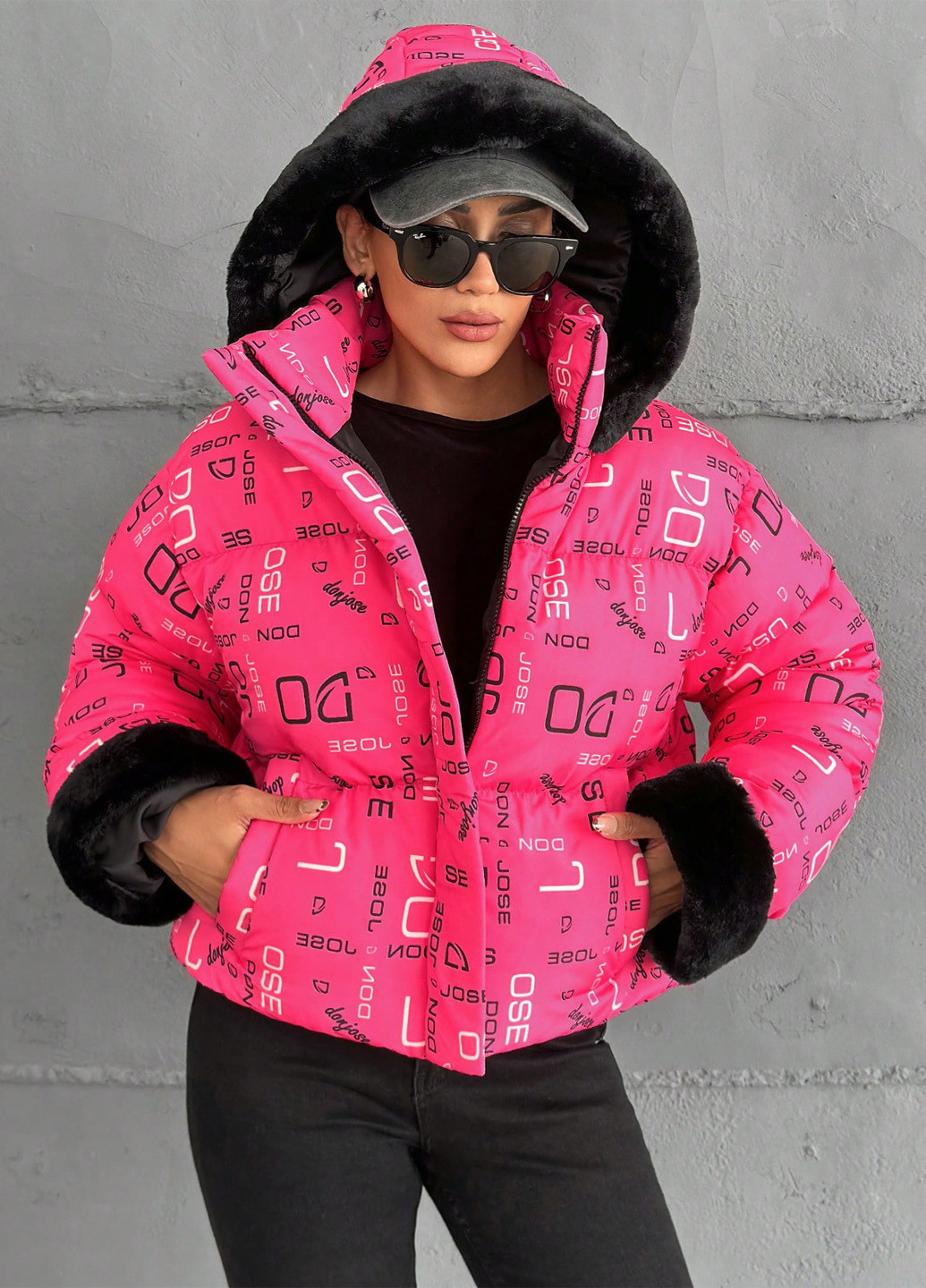 Розовая зимняя куртка SHEIN