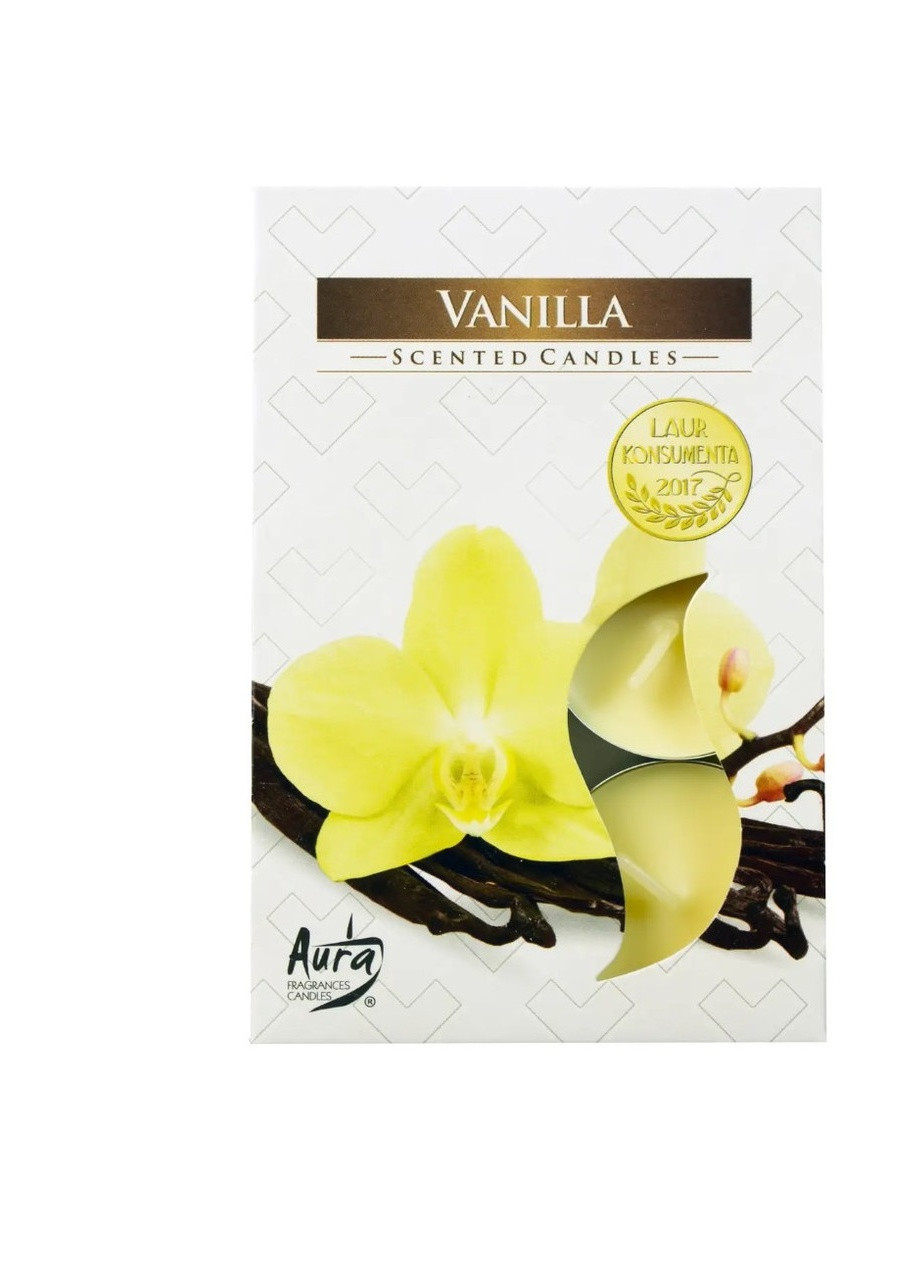 Аромасвічки чайні набір 6 штук ВАНІЛЬ, свічки плаваючі господарські столові парафінові круглі для дому, свічка воскова No Brand (255371556)