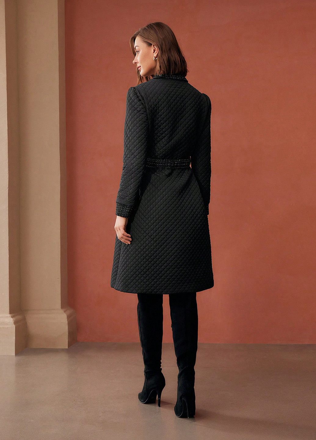 Чорне демісезонне Пальто однобортне SHEIN