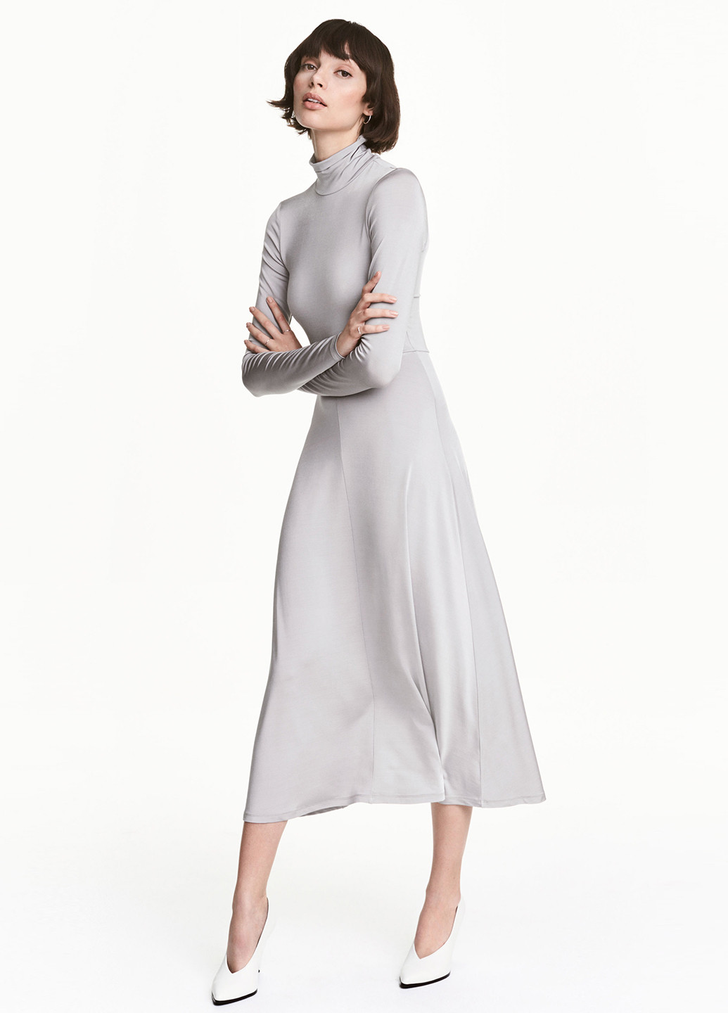 Сіра кежуал сукня без підкладу H&M однотонна